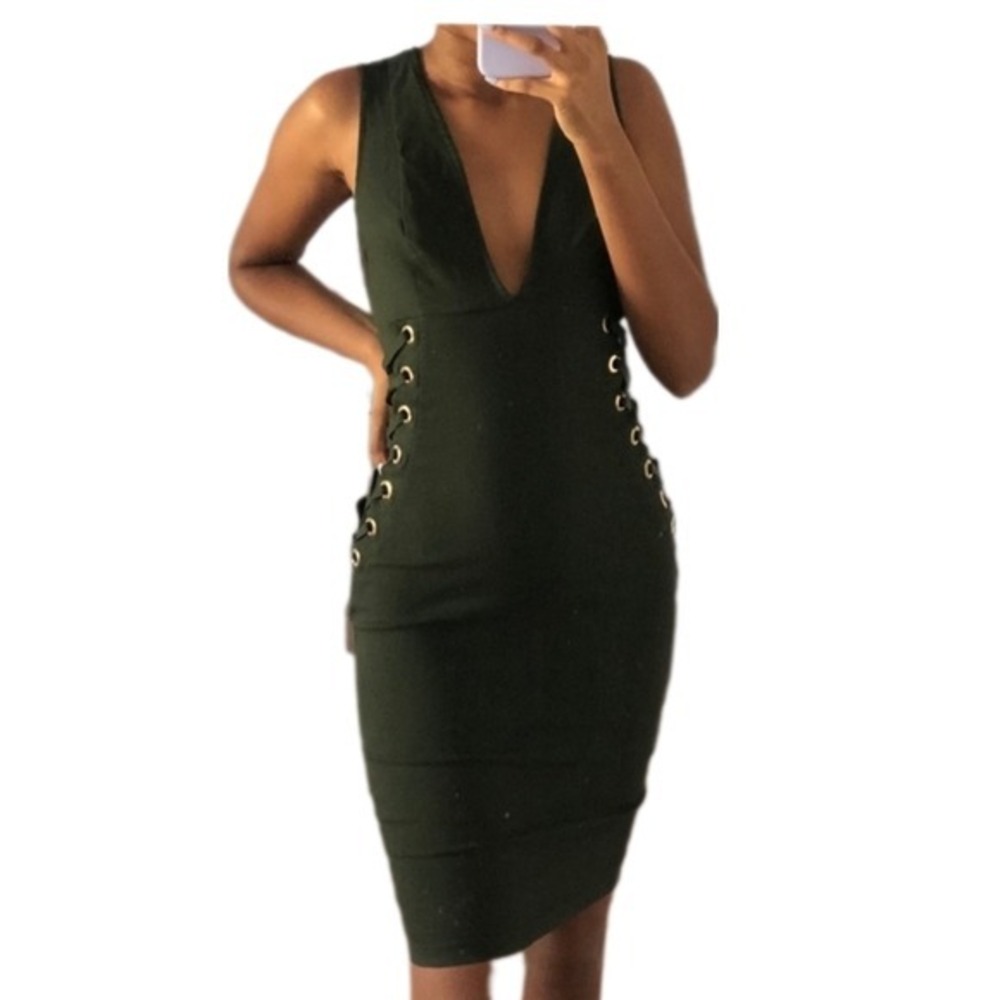 Iris‎ fitted dress Olive Green SKUW275